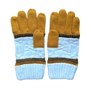 Smartwool Mustard Yellow and White Knit Gloves